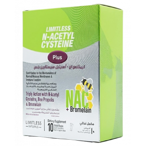 LIMITLESS N-ACETYL CYSTEINE PLUS — TRIPLE ACTION WITH BEE PROPOLIS & BROMELAIN DIETARY SUPPLEMENT 10 STICK PACKS